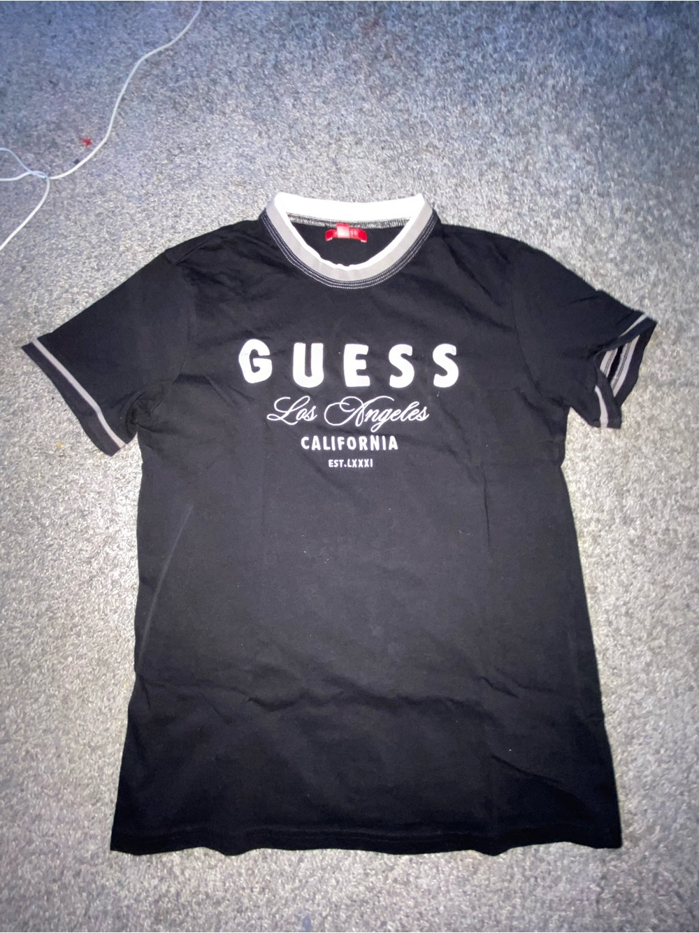 Guess Black Short Sleeve Logo Tee with White Accents